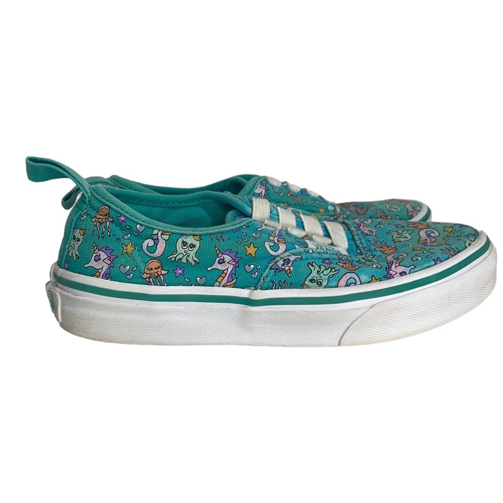 VANS Kids Sea Party Authentic Elastic Lace Shoes Turquoise Size 13